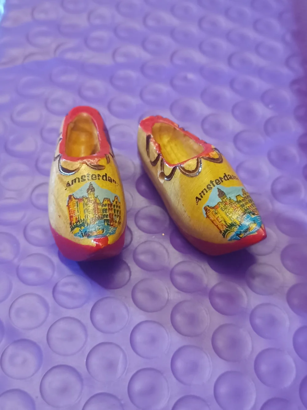 Amsterdam Wooden Clog Kids Shoe Souvenir - Yellow and Red